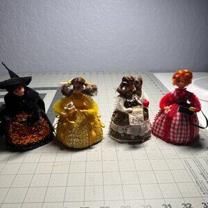 Set of 4 Vintage 1970s Walco Li’l Missy Beaded Sequin Dolls